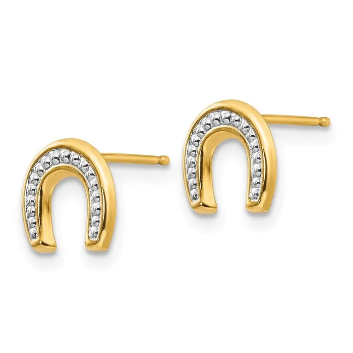 Earrings Jewelry Madi K Kids 14k Polished Rhodium Horseshoe Post Earrings