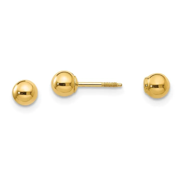 Earrings Madi K Kids 14k Polished Reversible 4mm Ball Earrings Jewelry