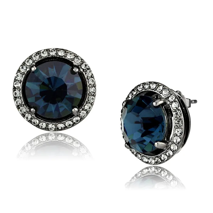 Earrings TK2820 IP Light Black IP Gun Stainless Steel Earrings with Top Grade Crystal in Montana Alamode