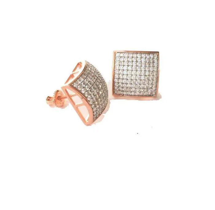 Earrings VVS Jewelry Square Bling GoldSilverRosegold Stud Earrings