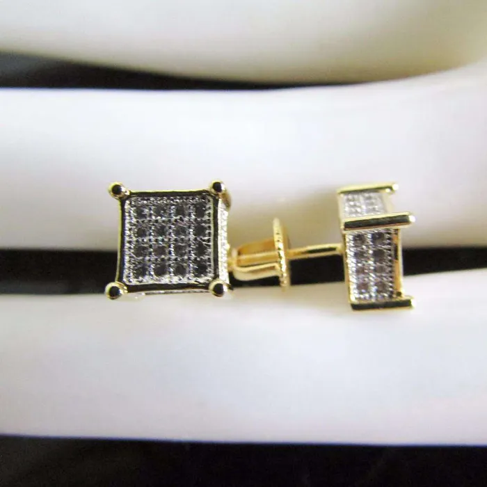 Earrings VVS Jewelry Square Bling GoldSilverRosegold Stud Earrings