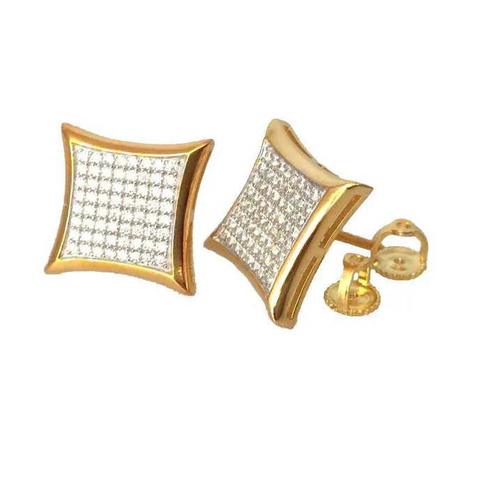 Earrings VVS Jewelry Square Bling GoldSilverRosegold Stud Earrings