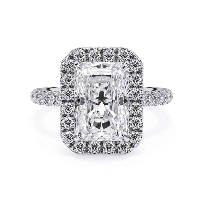 Halo Engagement Ring with Diamonds deBebians Rings