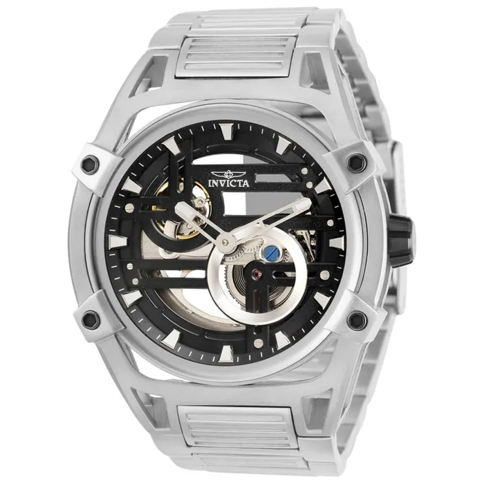 Invicta Bracelets Invicta Mens Automatic Watch Akula Black Dial Silver Tone Bracelet 32360