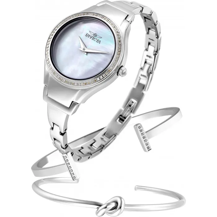 Invicta Bracelets Invicta Womens Diamond Watch Angel MOP Dial Stainless Steel Bracelet 28504