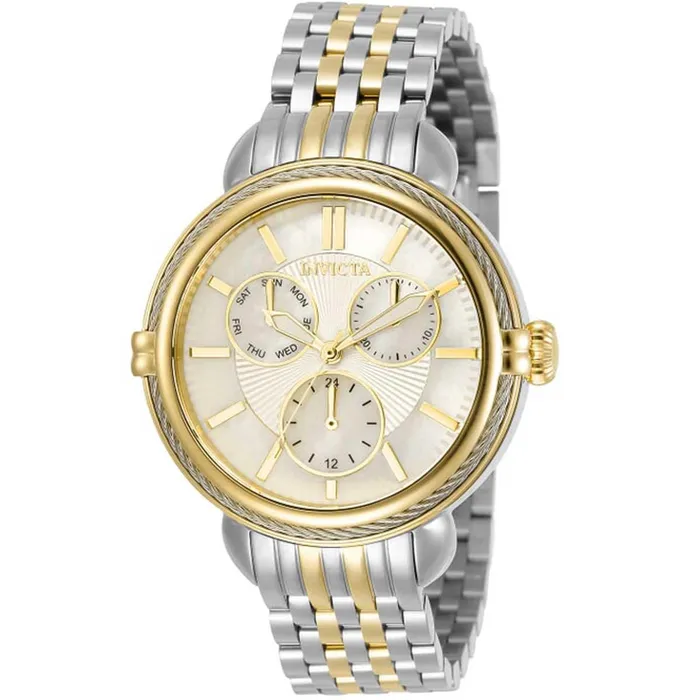 Invicta Bracelets Invicta Womens Quartz Watch Wildflower White MOP Dial Two Tone Bracelet 30851