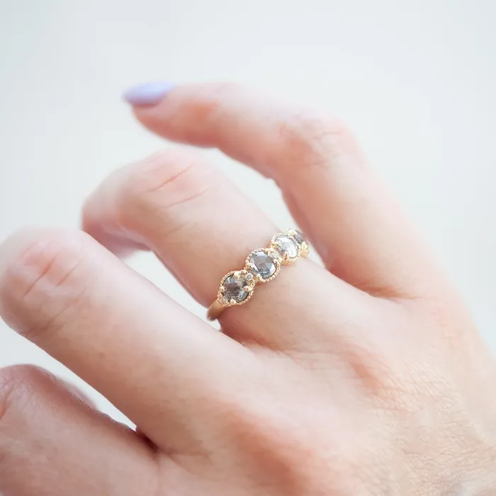 Megan Thorne Rings Ribbed Rose Cut Diamond Eclipse Ring