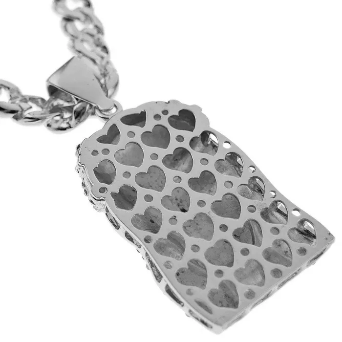 Necklaces Bling Cartel Admin Silver Tone Cuban Link Jesus Head Iced Flooded Out Pendant Chain Necklace