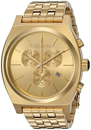Nixon Bracelets Nixon Mens Bracelet Watch Time Teller Chrono Yellow Gold Steel A972502