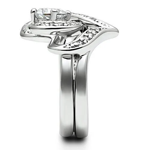 Rings 3W220 Rhodium Brass Ring with AAA Grade CZ in Clear Alamode