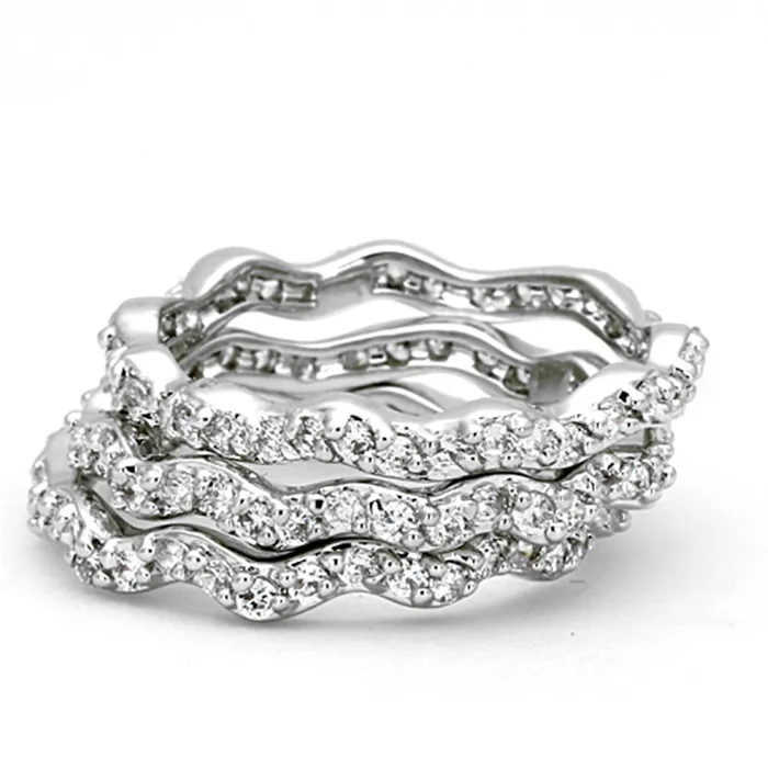 Rings Alamode 3W508 Rhodium Brass Ring with AAA Grade CZ in Clear