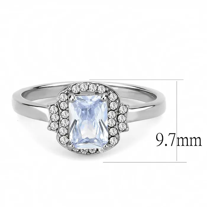 Rings Alamode DA246 High polished no plating Stainless Steel Ring with AAA Grade CZ in Light Amethyst