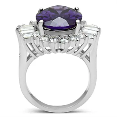 Rings Alamode SS001 Silver 925 Sterling Silver Ring with AAA Grade CZ in Amethyst