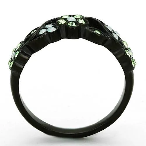 Rings Alamode TK1360 IP BlackIon Plating Stainless Steel Ring with Top Grade Crystal in Multi Color