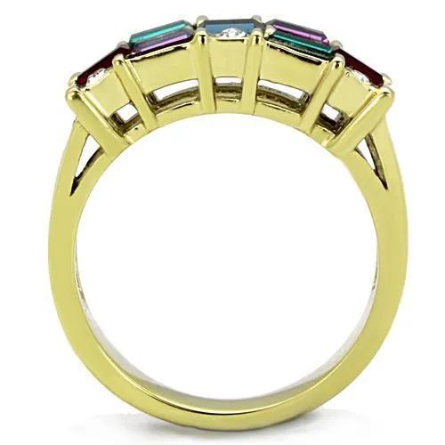 Rings Alamode TK1719 IP GoldIon Plating Stainless Steel Ring with Top Grade Crystal in Multi Color
