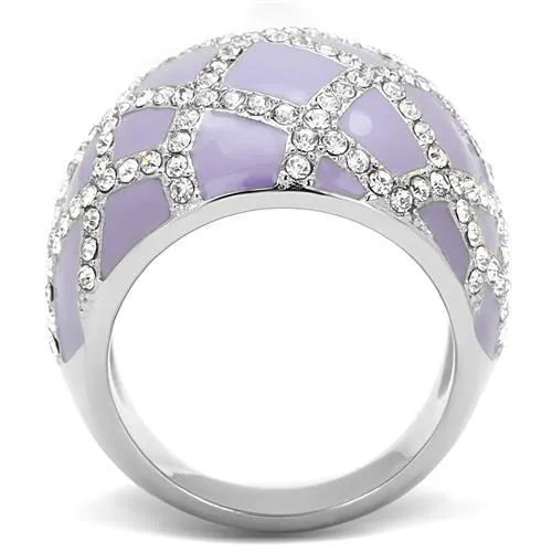 Rings Alamode TK3143 High polished no plating Stainless Steel Ring with Top Grade Crystal in Clear