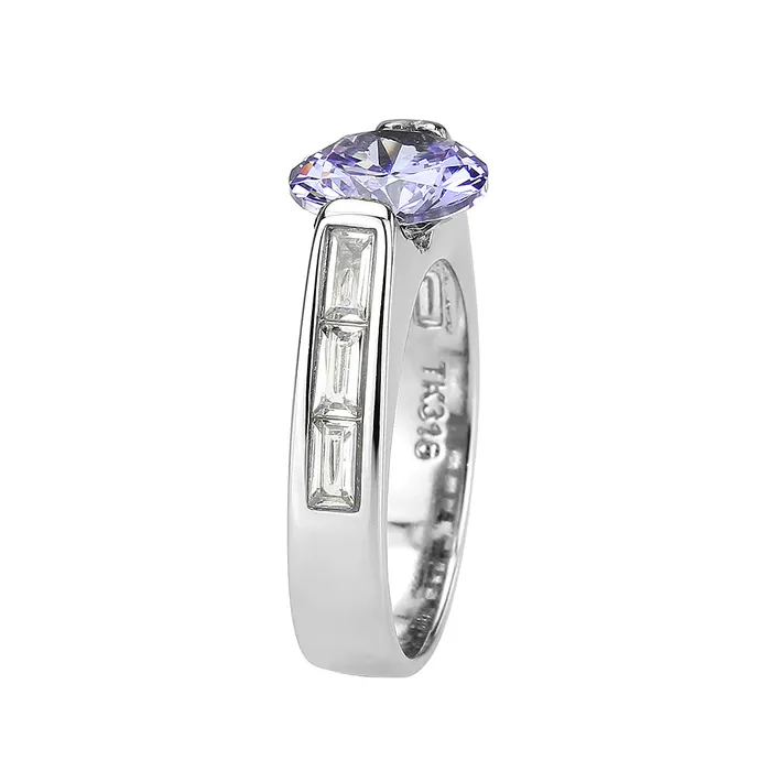 Rings Alamode TK3780 High polished no plating Stainless Steel Ring with AAA Grade CZ in LightAmethyst