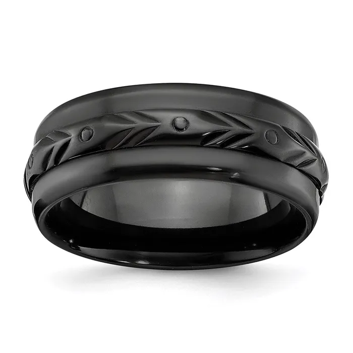 Rings Black Zirconium Polished 8mm Band ZCR103 Chisel Rings Black Zirconium Polished 8mm Band ZCR103 Chisel