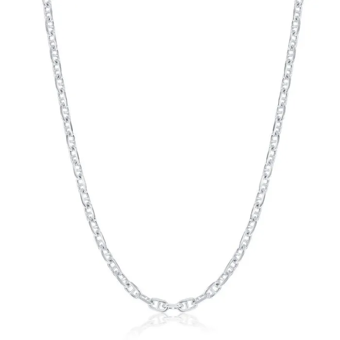 Rings Classic Sterling Silver Rhodium Plated 36mm Anchor Marina Chain 24