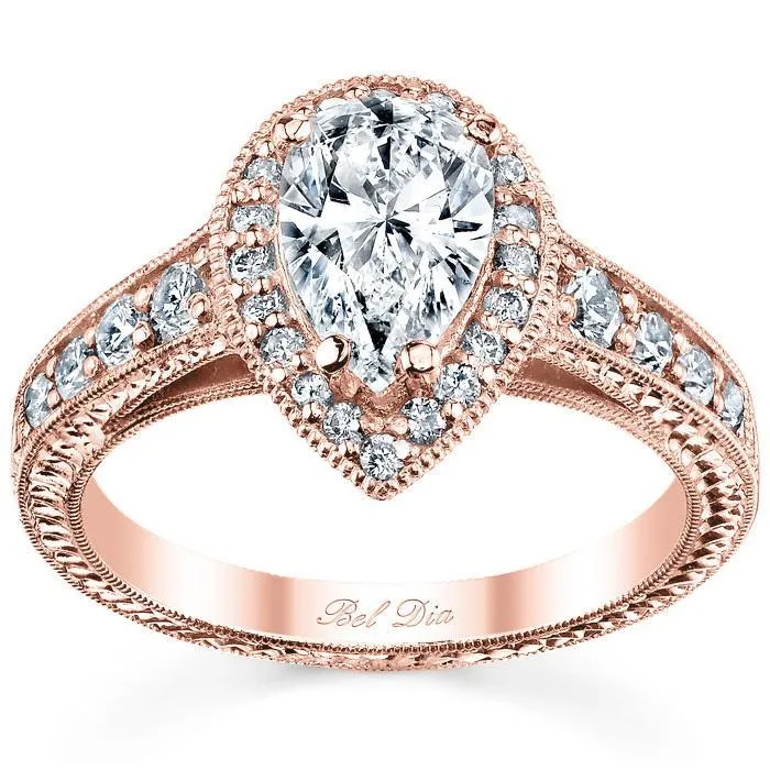 Rings deBebians Pear Halo Engagement Ring