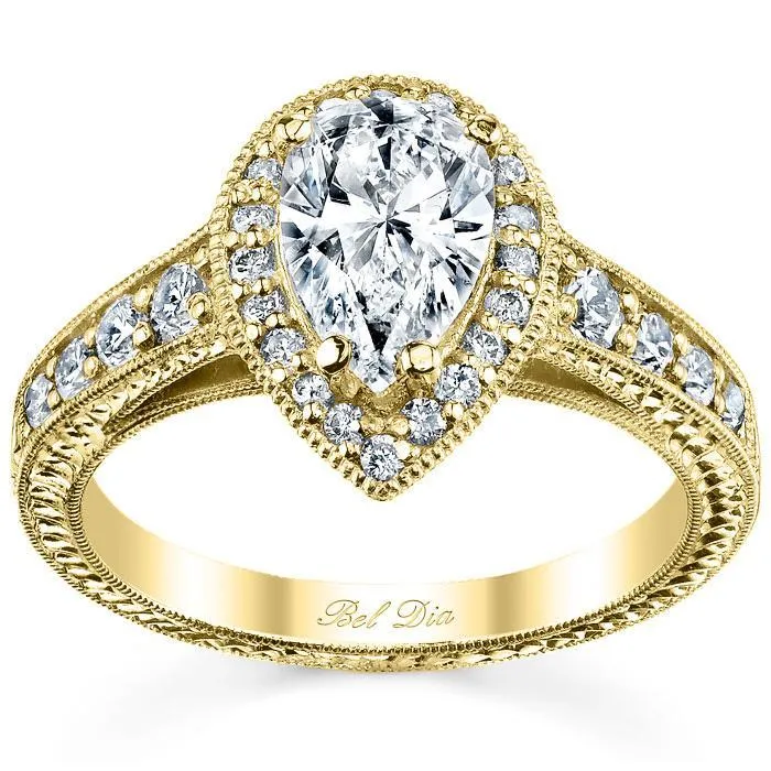 Rings deBebians Pear Halo Engagement Ring