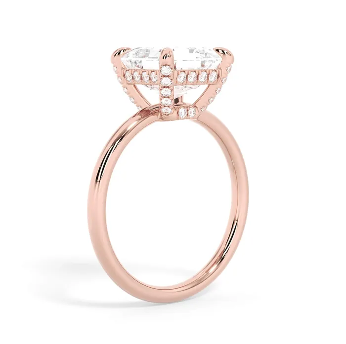 Rings deBebians Under Halo Diamond Accented Engagement Ring with Plain Band