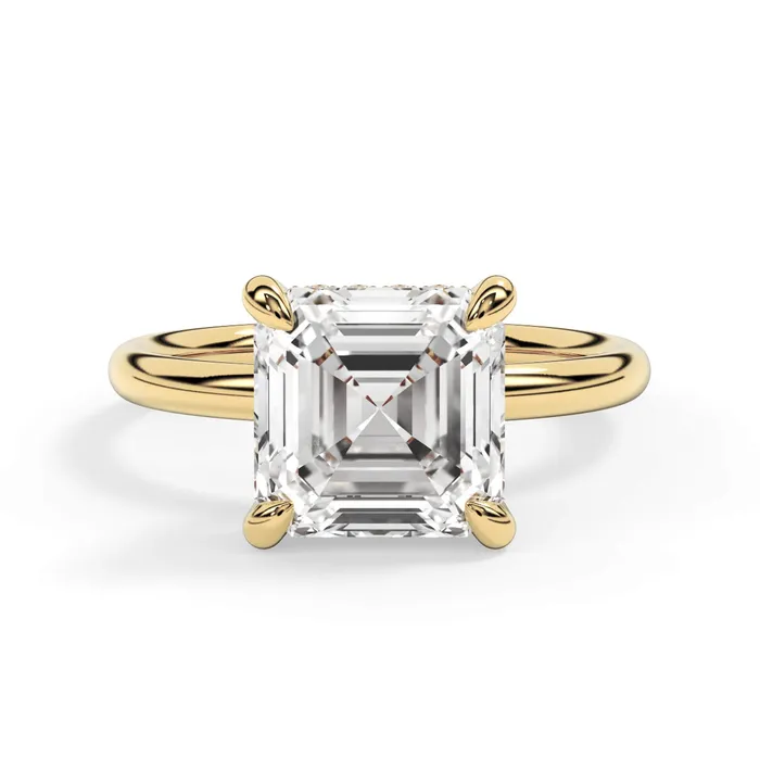 Rings deBebians Under Halo Diamond Accented Engagement Ring with Plain Band