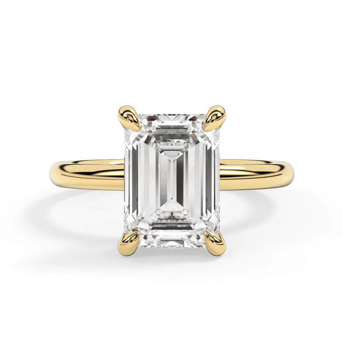 Rings deBebians Under Halo Diamond Accented Engagement Ring with Plain Band