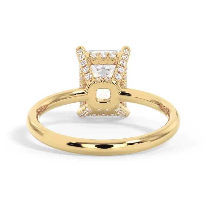Rings deBebians Under Halo Diamond Accented Engagement Ring with Plain Band