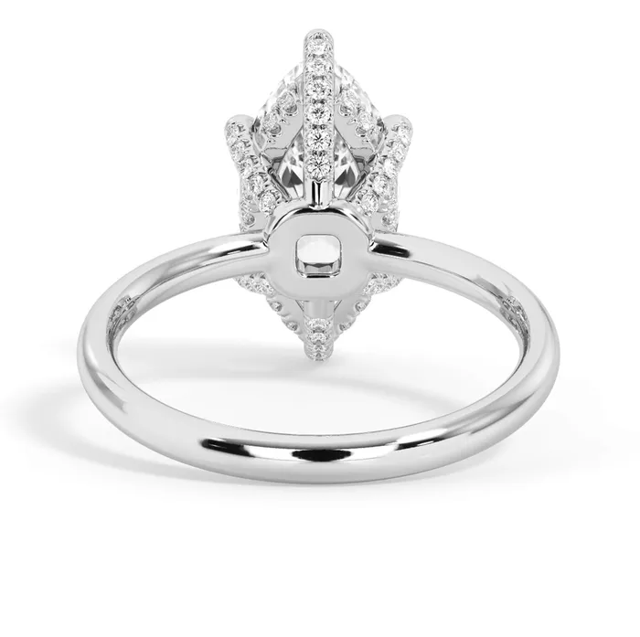 Rings deBebians Under Halo Diamond Accented Engagement Ring with Plain Band
