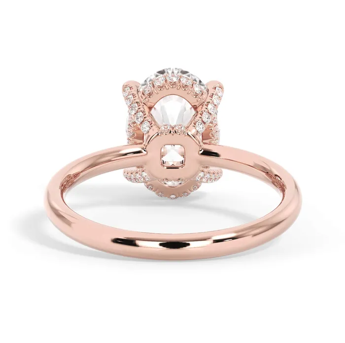 Rings deBebians Under Halo Diamond Accented Engagement Ring with Plain Band