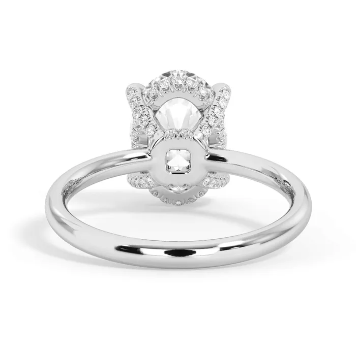 Rings deBebians Under Halo Diamond Accented Engagement Ring with Plain Band