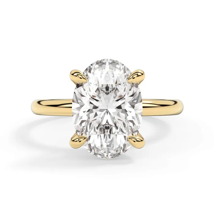 Rings deBebians Under Halo Diamond Accented Engagement Ring with Plain Band