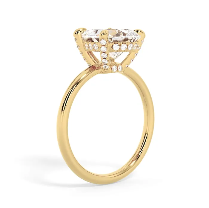 Rings deBebians Under Halo Diamond Accented Engagement Ring with Plain Band