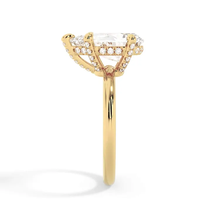 Rings deBebians Under Halo Diamond Accented Engagement Ring with Plain Band