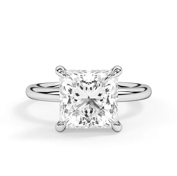 Rings deBebians Under Halo Diamond Accented Engagement Ring with Plain Band