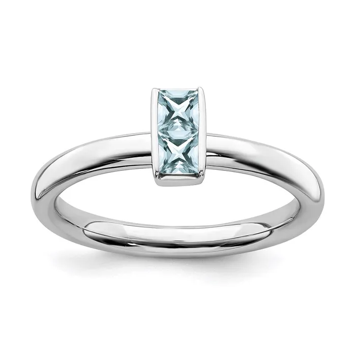 Rings Stackable Expressions Sterling Silver Stackable Expressions Aquamarine Ring QSK2114
