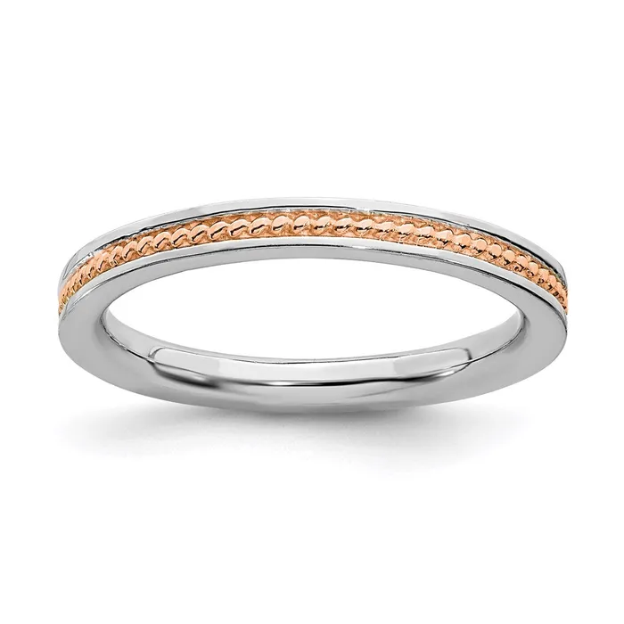 Rings Stackable Expressions Sterling Silver Stackable Expressions Pinkplated Channeled Ring QSK1621