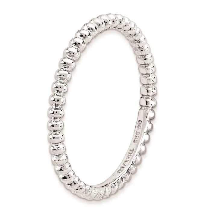 Rings Sterling Silver Stackable Expressions Rhodium Beaded Ring QSK211 Stackable Expressions Rings Sterling Silver Stackable Expressions Rhodium Beaded Ring QSK211 Stackable Expressions