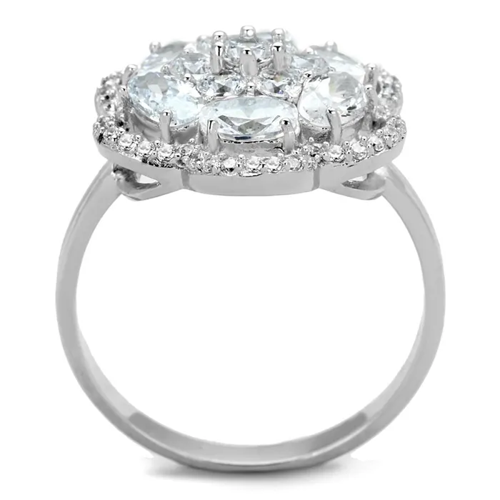 Rings TS180 Rhodium 925 Sterling Silver Ring with AAA Grade CZ in Clear Alamode