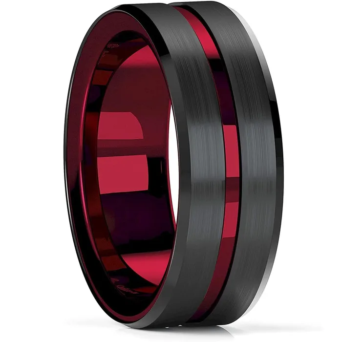 Rings VVS Jewelry 8MM Tungsten Carbide Ring Matte Finish Beveled Polished Edge Comfort Fit