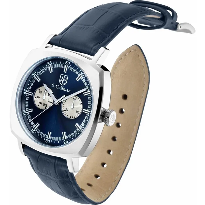 S Coifman Watches S Coifman Mens Watch Quartz Date Dark Blue and Beige Dial Leather Strap SC0523 S Coifman Watches S Coifman Mens Watch Quartz Date Dark Blue and Beige Dial Leather Strap SC0523