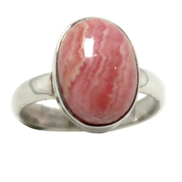Satin Crystals Rings Rhodochrosite Ring Romance Sterling Silver Size 85