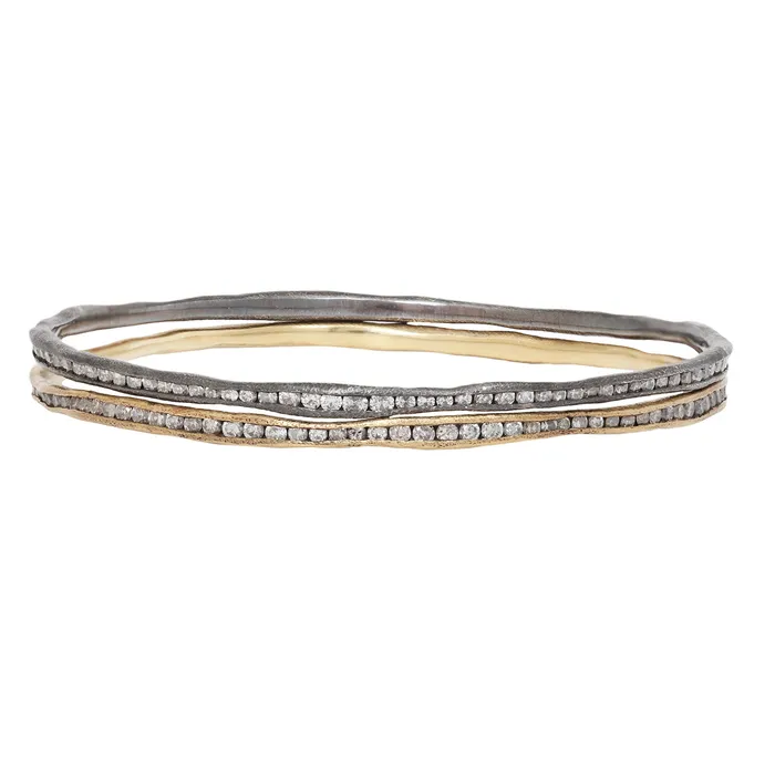 Silver Diamond Fissure Bangle TAP By Todd Pownell Rings