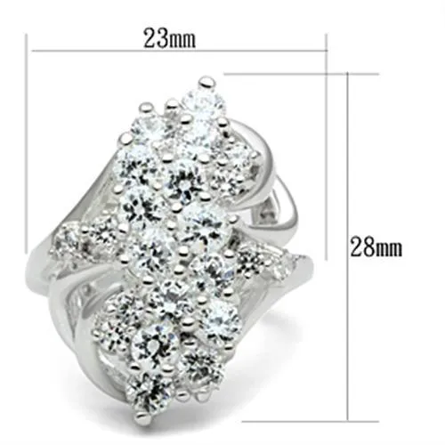 SS016 Silver 925 Sterling Silver Ring with AAA Grade CZ in Clear Alamode Rings