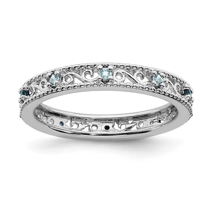 Stackable Expressions Rings Sterling Silver Stackable Expressions Aquamarine Ring QSK1484