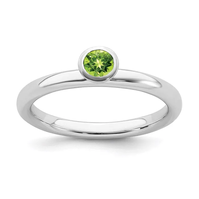 Stackable Expressions Rings Sterling Silver Stackable Expressions High 4mm Round Peridot Ring QSK465 Stackable Expressions Rings Sterling Silver Stackable Expressions High 4mm Round Peridot Ring QSK465