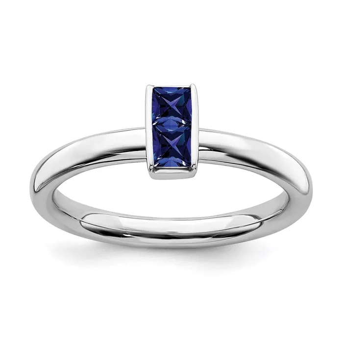 Sterling Silver Stackable Expressions Created Sapphire Ring QSK2120 Stackable Expressions Rings Sterling Silver Stackable Expressions Created Sapphire Ring QSK2120 Stackable Expressions Rings