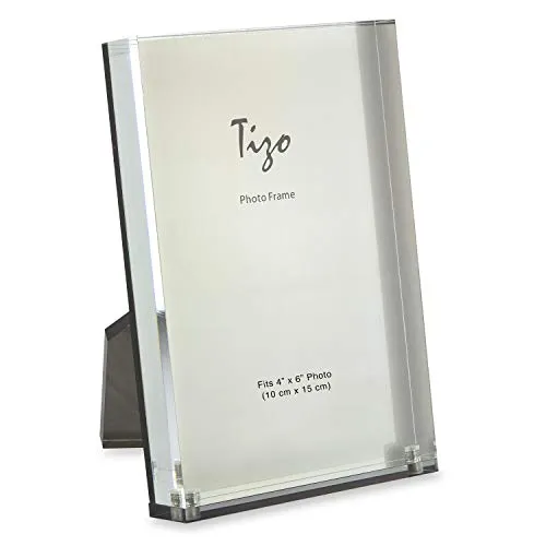 Tizo Design Silver 4x6 Acrylic Picture Frame with Stand Tizo Design Rings