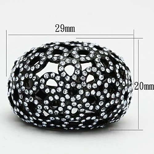 TK1003 IP BlackIon Plating Stainless Steel Ring with Top Grade Crystal in Light Sapphire Alamode Rings